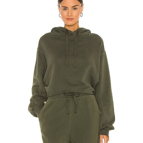 Frame Denim Tops - FRAME Crop Easy Hoodie in Vintage Forest, Size M